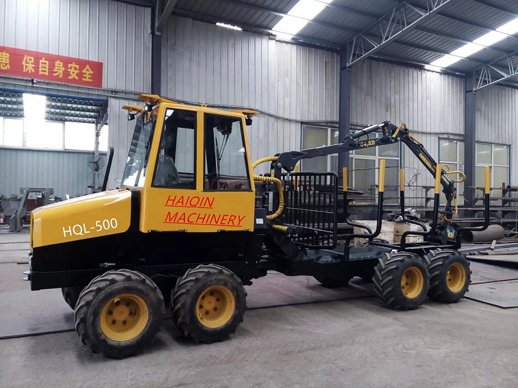 Log trailer with crane push to the market